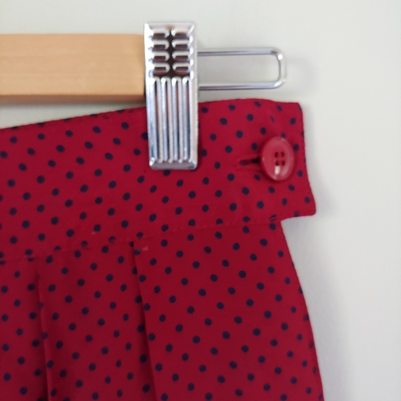 Alfred Sung Sport Silk Pleated Skirt Red Polka Dot Vintage Size 6 - Picture 7 of 15